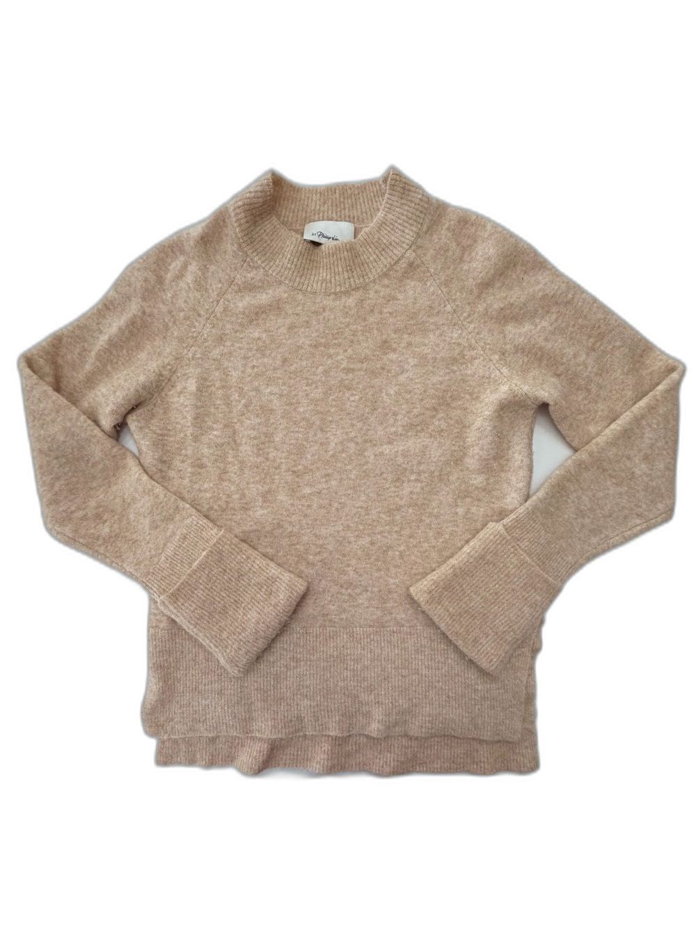3.1 Phillip Lim Alpaca Wool Blend Mock Neck Knit Sweater Camel Tan Size Small
